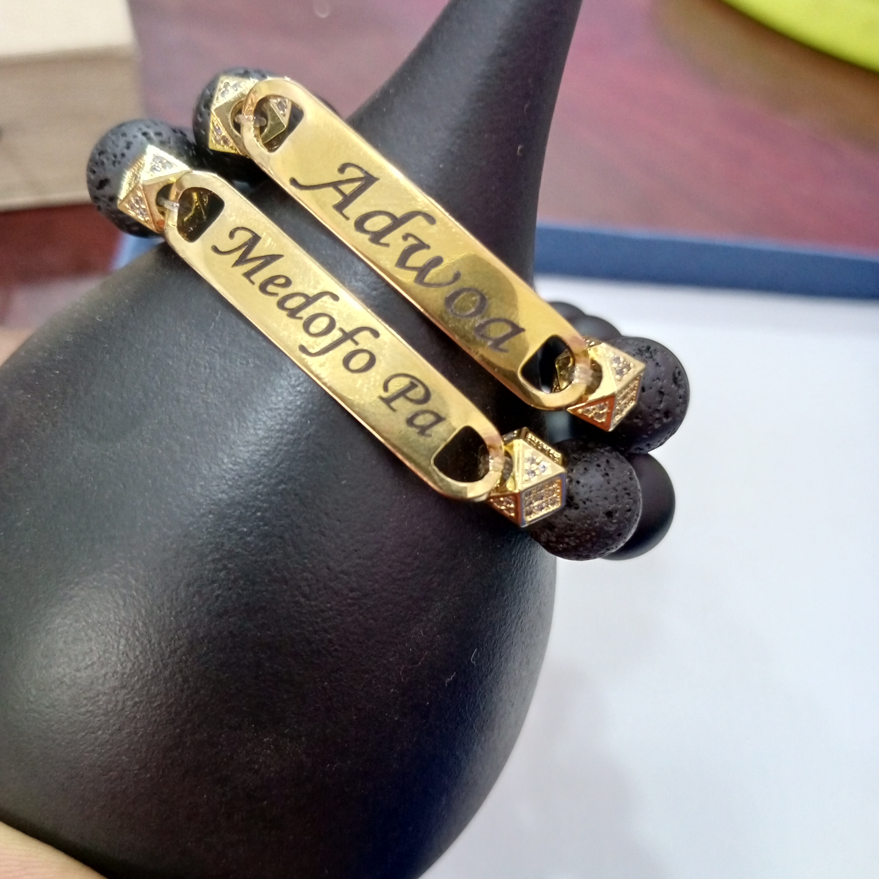 Handmade genuine leather bangle bracelet with adjustable strap - Estemol Beads